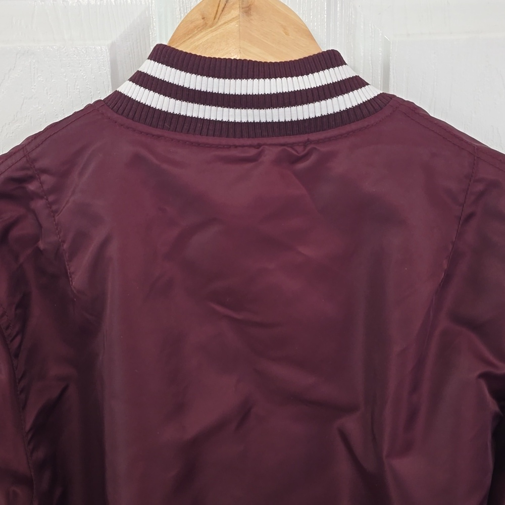 Forever 21 Men Longline Bomber Jacket Burgundy Size XS - Picture 9 of 15